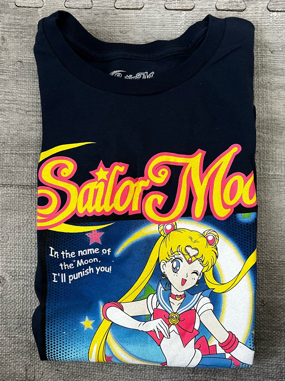 Hybrid Apparel Sailor Moon Men's Black Graphic Print Crew Neck Tee M Cotton